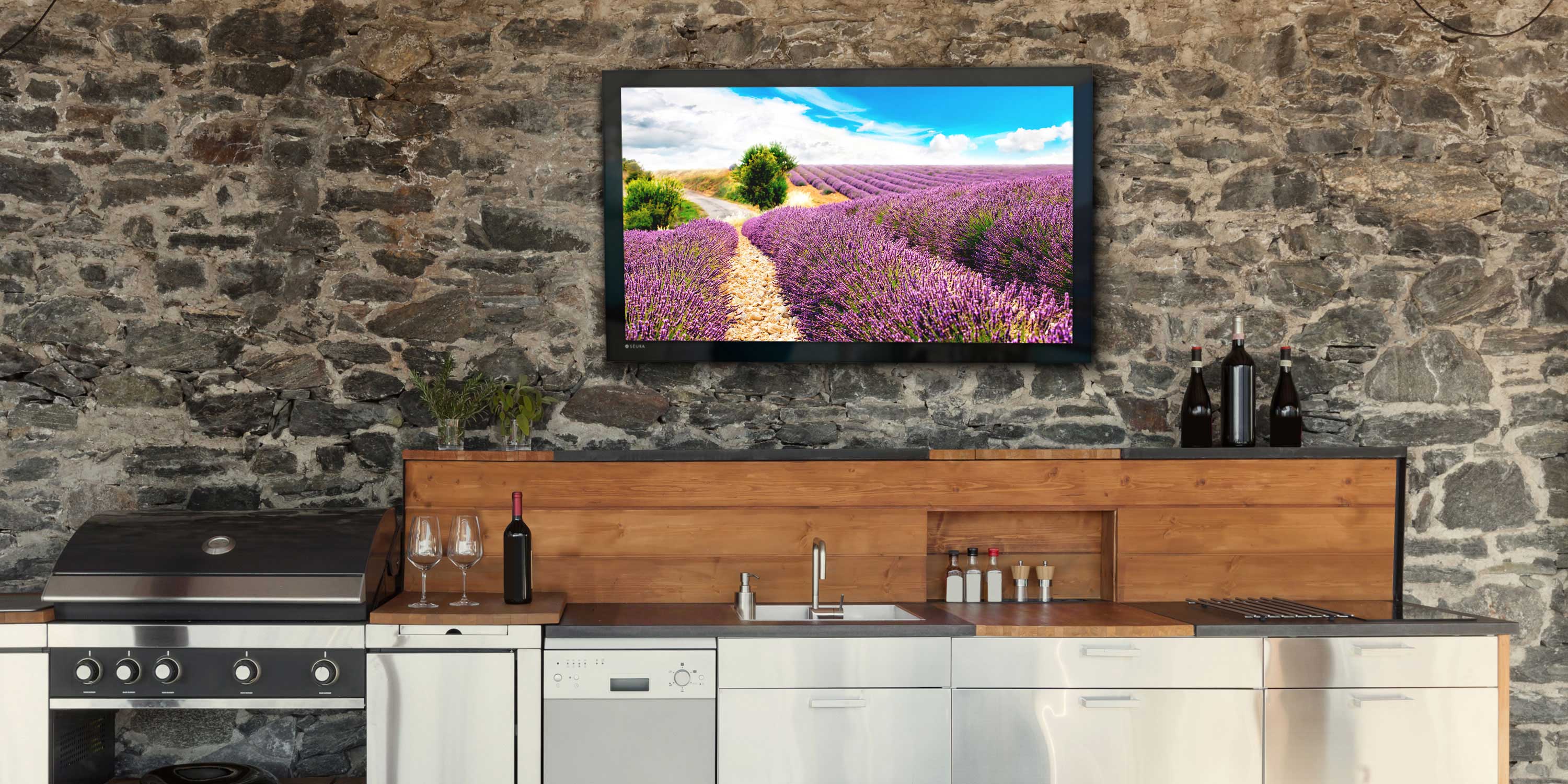 outdoor kitchen with seura technology